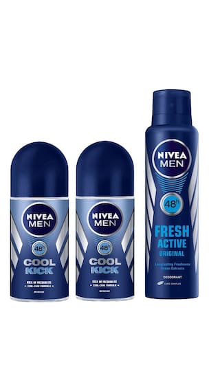 Buy 2 Nivea Cool Kick Deodorant Roll On & Get Nivea Fresh Active Deodorant Free
