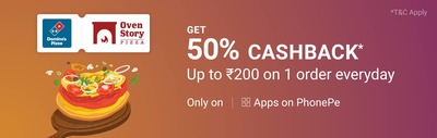 Buy Domino's Pizza Worth Rs.400 @ Rs.200 Using Phonepe