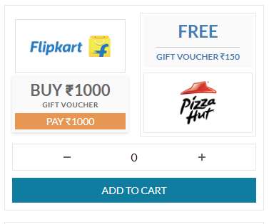 Buy Flipkart Gift Voucher Of Rs.1000 Get Rs.150 Pizzahut Gift Voucher Free