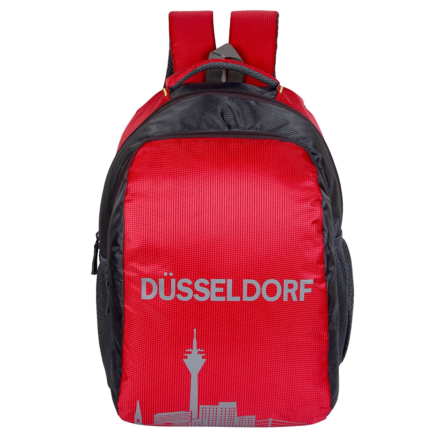 Dussledorf Polyester 20 Liters Grey And Red Laptop Backpack With Adjustable Strap