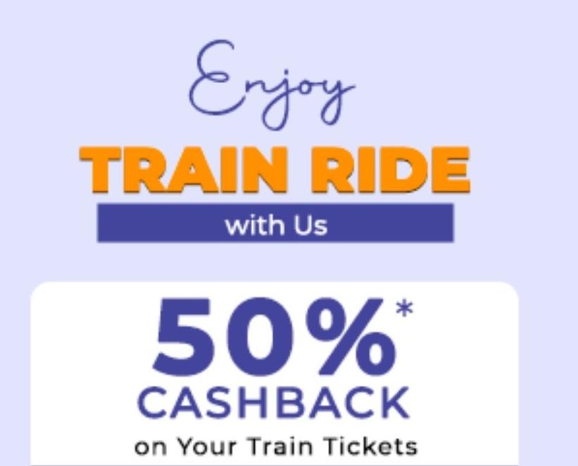 Easemytrip - IRCTC Offer Book Train Tickets And Get 50% Cashback