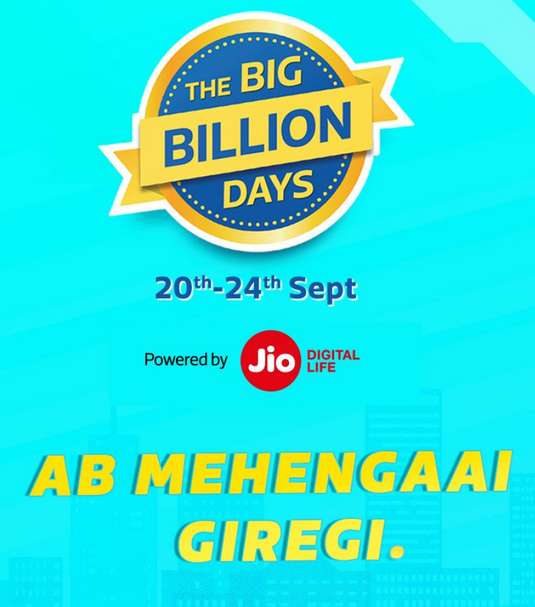 Flipkart - The Big Billion Days 20th- 24th September 2017 + 10% Instant Discount With SBICards