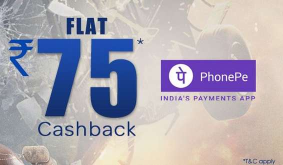Justickets  - Rs.75 cashback on transaction of Rs.150 With Phonepe Wallet
