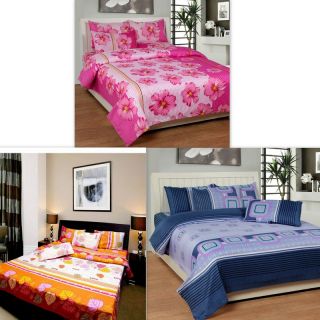 K Decor Set of 3 Double Bed Sheets With Free 6 Pillow Covers