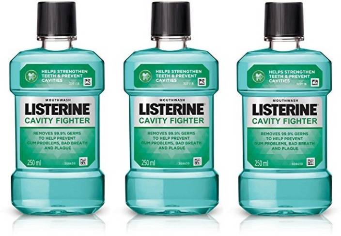 Listerine Cool Mint Mild Taste Mouthwash 250ml (Pack of 3)
