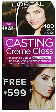 LOreal Paris Casting Creme Gloss Hair Color, 535 Chocolate, 87.5g+72ml With Free Makeup Brushes