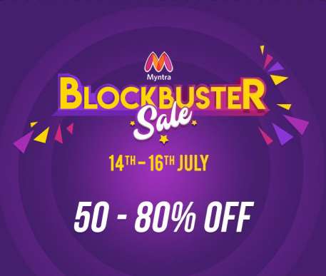 Myntra Blockbuster Sale 14th to 16th July +10% Cashback