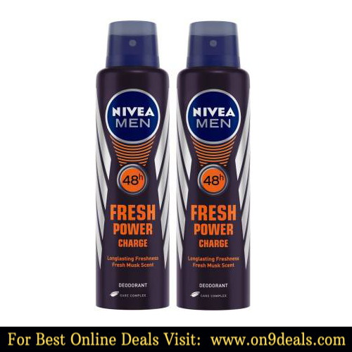 Nivea Men Fresh Power Charge Deodorant Spray - For Men  (300 ml, Pack of 2)