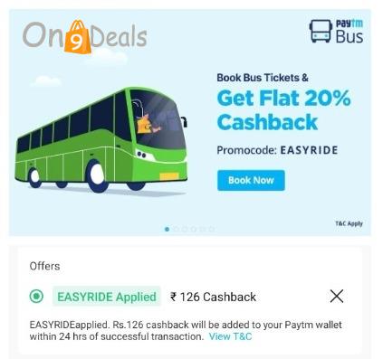 Paytm Bus Booking Coupon - Get Flat 20% cashback Max Rs.200