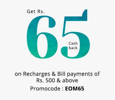 Paytm - Recharge & Bill Payment Rs.16 Cashback on Rs. 160, Rs. 30 on Rs. 250 & Rs. 65 cashback on Rs. 500 Also For Airtel Users