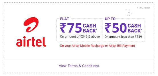 PhonePe - Airtel Recharge & Bill Payment 100% Cashback