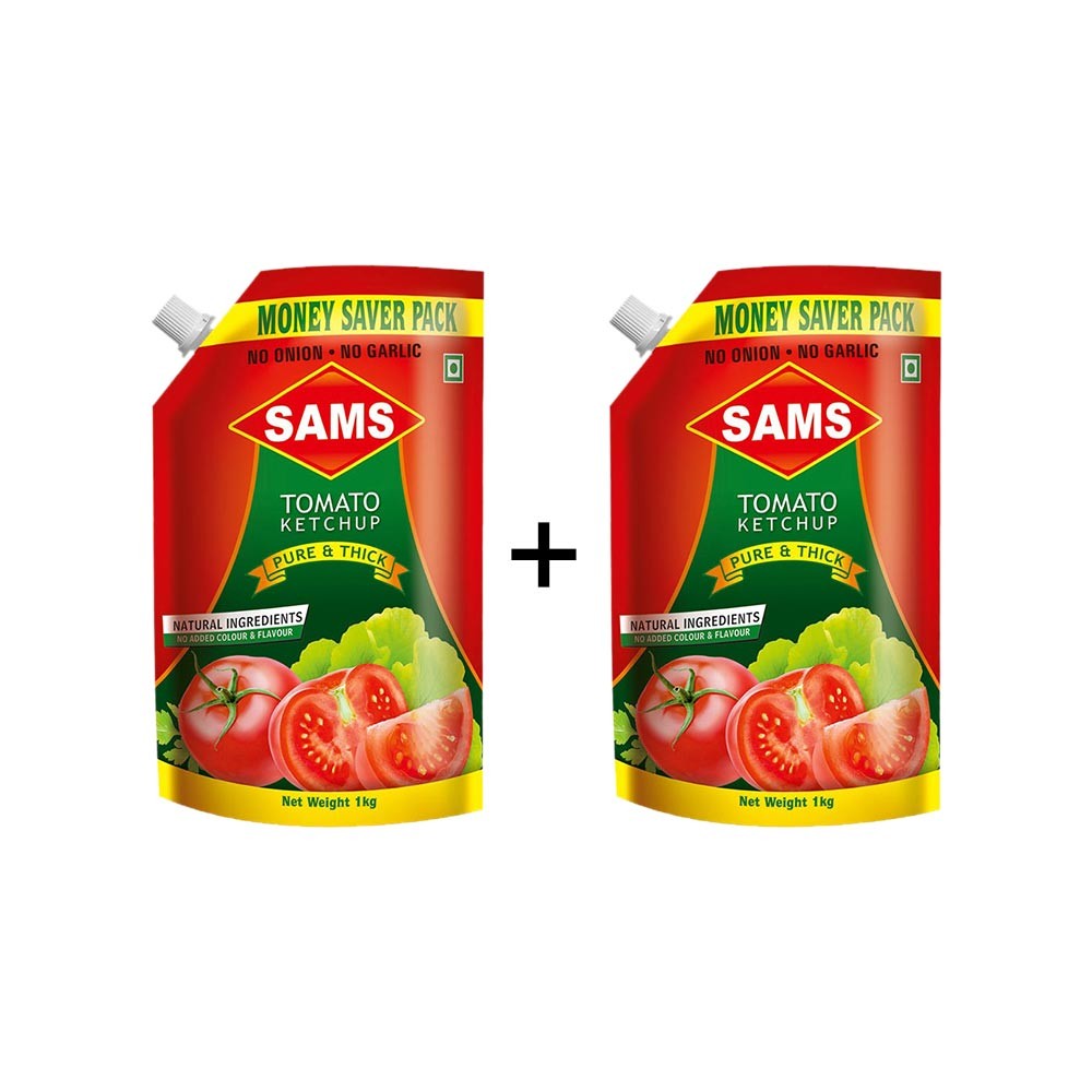 Sams No Onion No Garlic Pure & Thick Tomato Ketchup (Pouch) - Buy 1 Get 1 Free