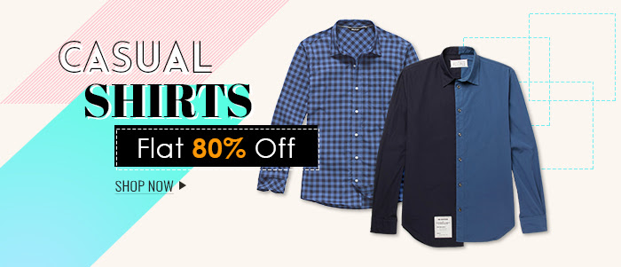 Shopclues - Men Casual Shirts Minimum 80% Discount + 10% Cashback
