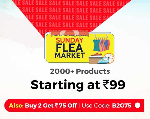 Shopclues - Sunday Flea Market Products Up to 80% Discount + Extra Rs.75 Discount