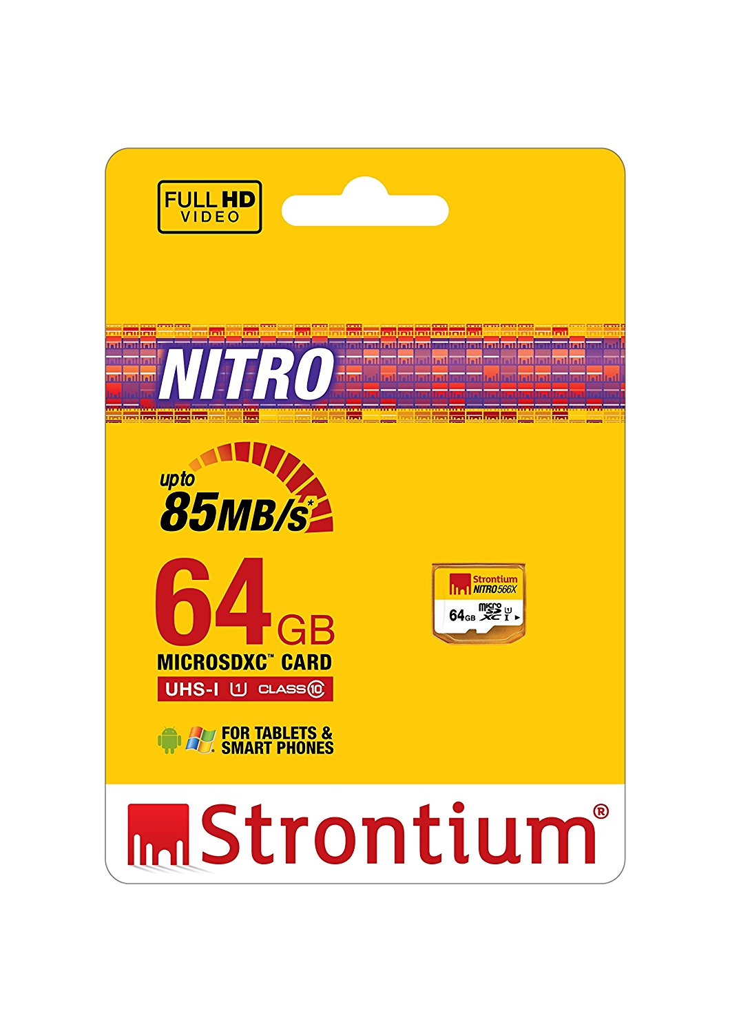 Strontium Nitro 64GB 85MB/s UHS-1 Class 10 MicroSDXC Memory Card