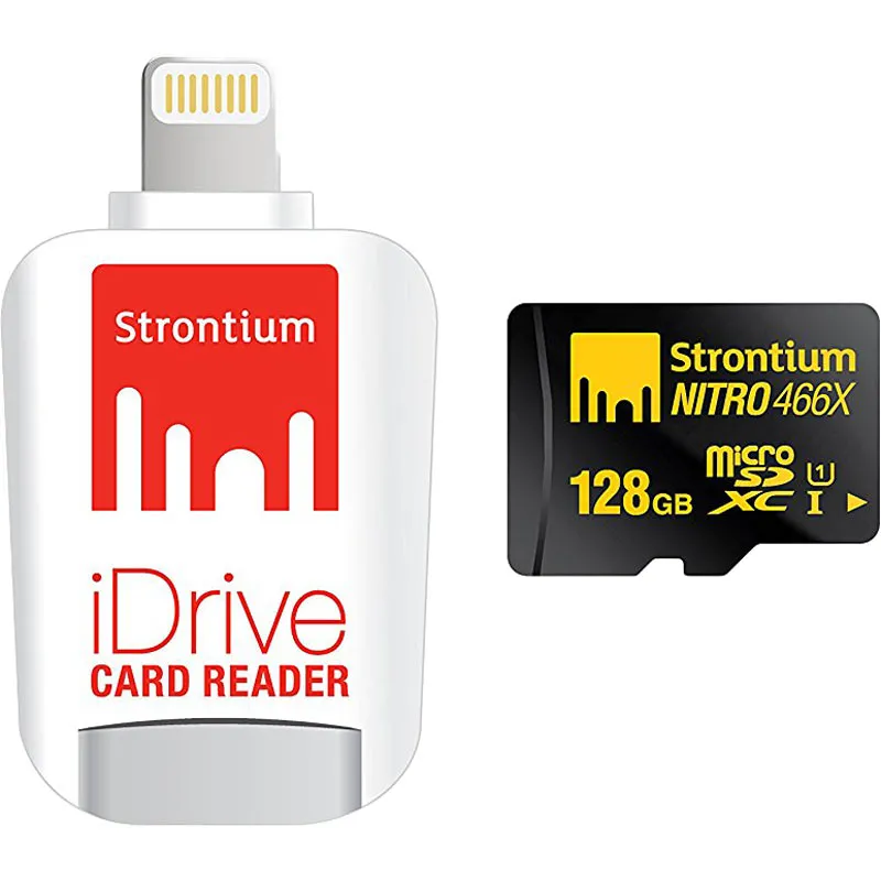 Strontium Nitro iDrive 128 GB Card Reader with Strontium Nitro UHS-I Class 10