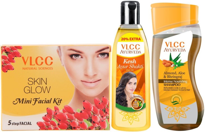 VLCC Shampoo, Hair Oil and Mini Facial Kit Combo(Set of 3)