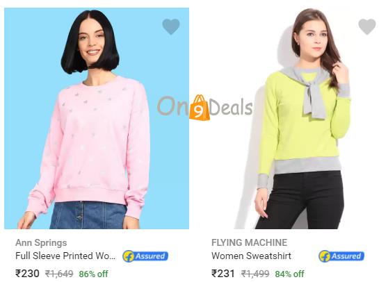 Women's Sweatshirts Min 70% OFF From Rs.235