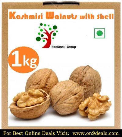 Rockishii Kashmiri Organic Walnuts with shell 1000 gm + Free Shipping