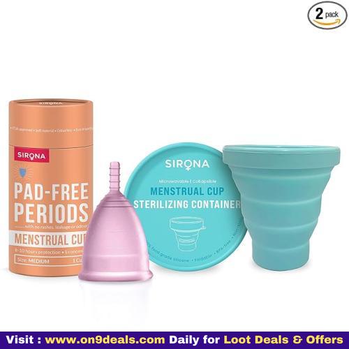 Sirona Collapsible Silicone Cup Foldable Sterilizing For Menstrual Cup - 1 Unit With Reusable Cup