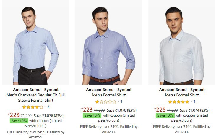 Amazon - Formal Shirts From Rs.205