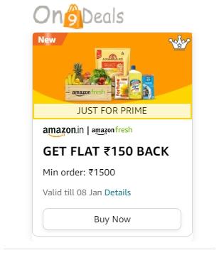 Amazon Fresh - Flat Rs.200 Cashback On Rs.1500
