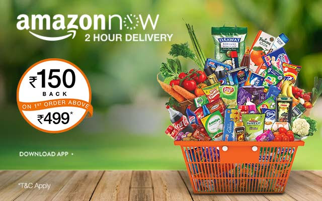 Amazon Now - Flat Rs.150 Cashback On Rs.500