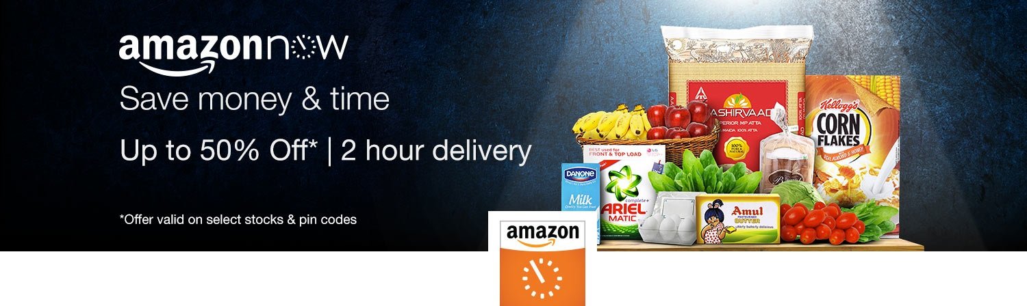 Amazon Now Offers – Rs. 250 Cashback on Rs. 1000, Rs. 500 Cashback on Rs.2000