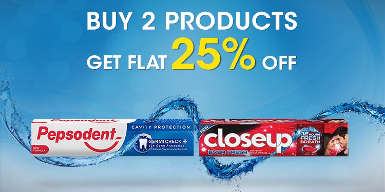 Amazon - Oral Care Products Upto 15% Discount + 25% Extra Discount On Buying 2 Products