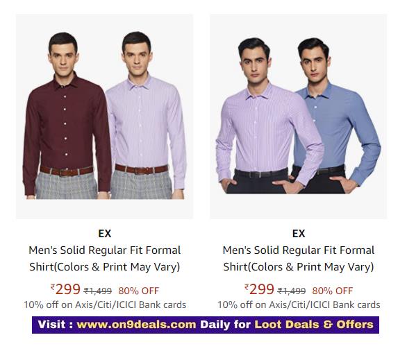 Amazon - Pack of 2 Formal Shirts @ Rs.299