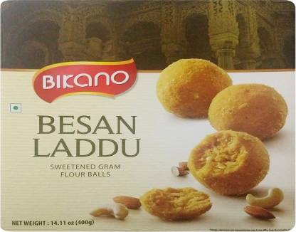 Bikano Besan Laddu Box Pack of 2 Each 400gms + 1kg Salt + 500gms Dal + 500gms Sugar @ Rs.253