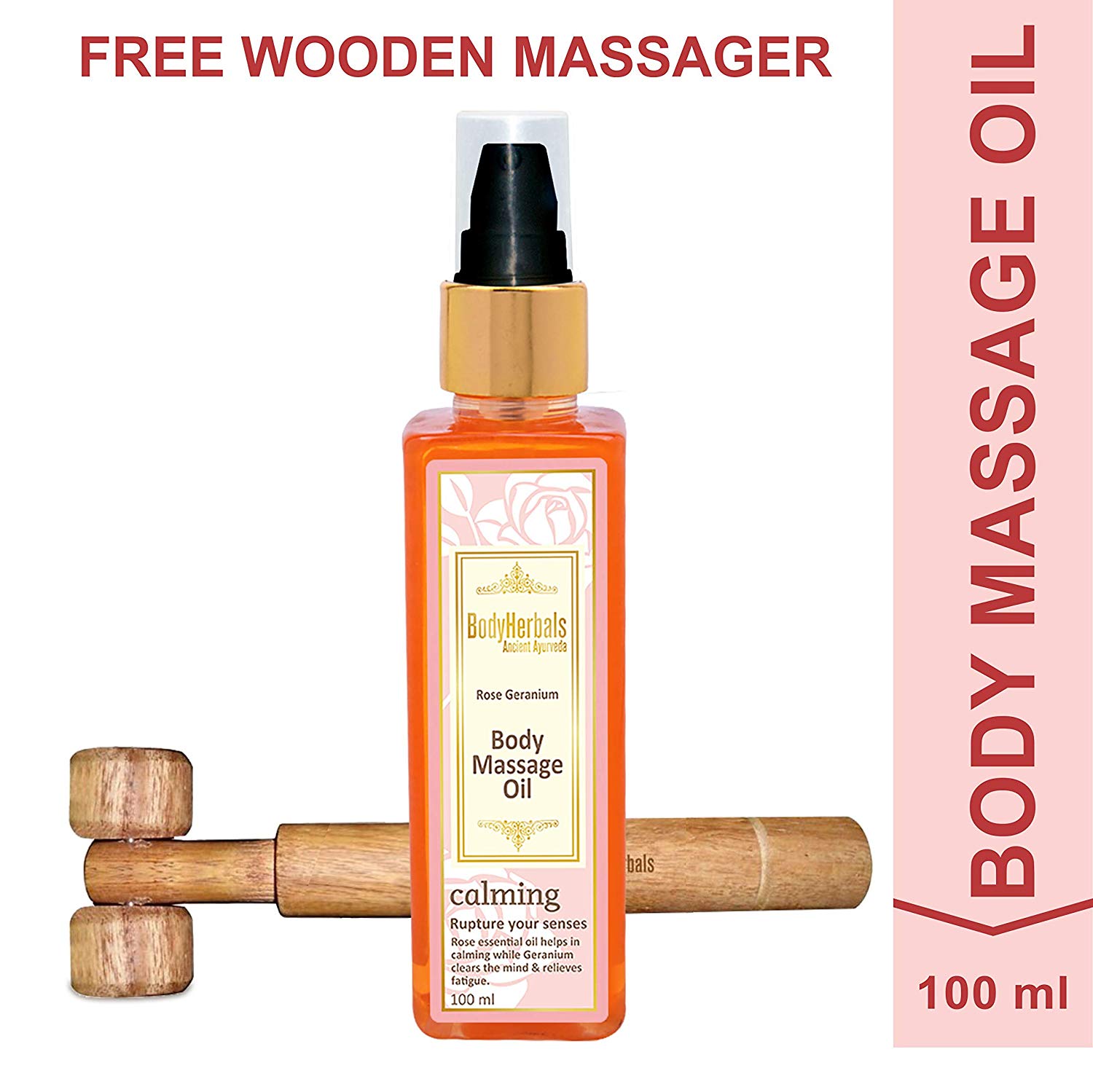 BodyHerbals Calming Rose Geranium Cold Pressed Body Massage Oil, 100ml