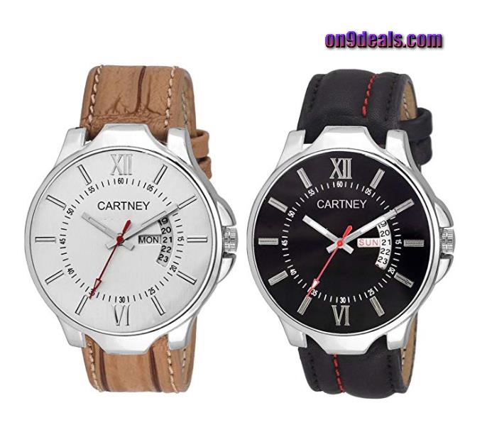 Cartney Analog Combo Pack of 2 Black Dial Day & Date Wrist Watch for Men & Boy's