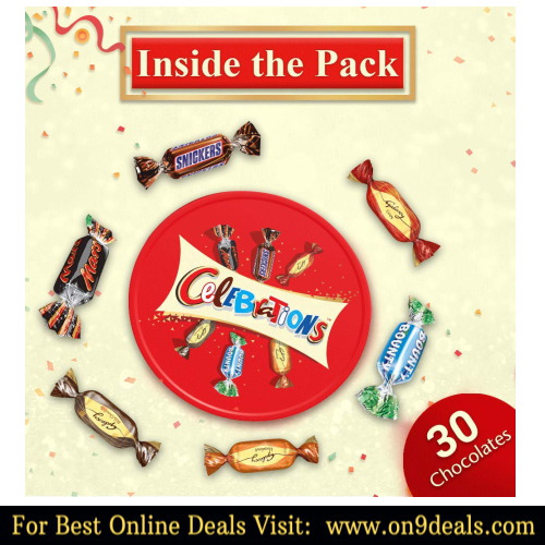 Celebrations Assorted Chocolate Gift Pack Tin Box (Snickers, Mars, Bounty, Galaxy Jewels)