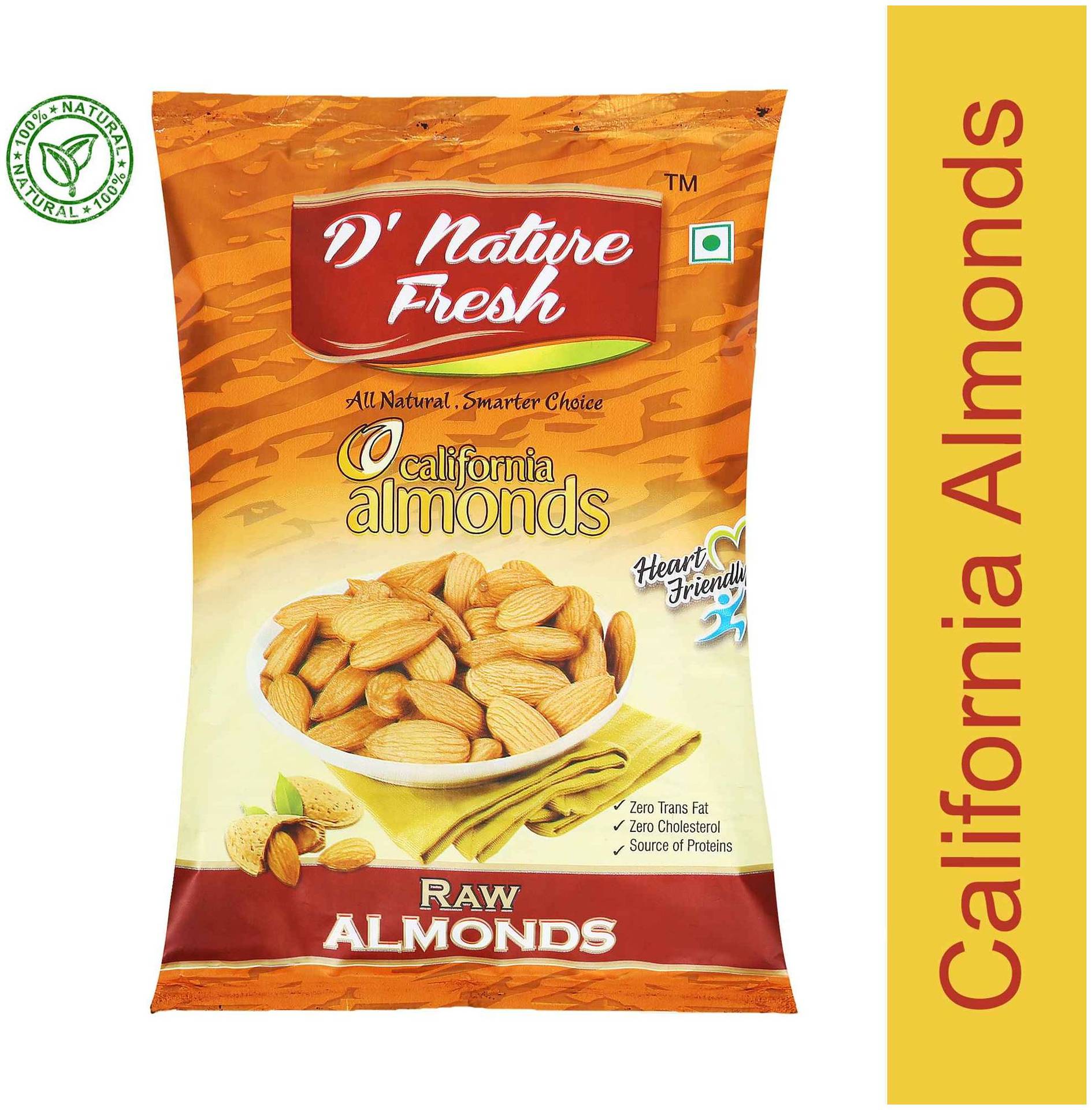 D NATURE FRESH RAW CALIFORNIA ALMONDS 400GMS PACK OF 2(800GMS TOTAL)