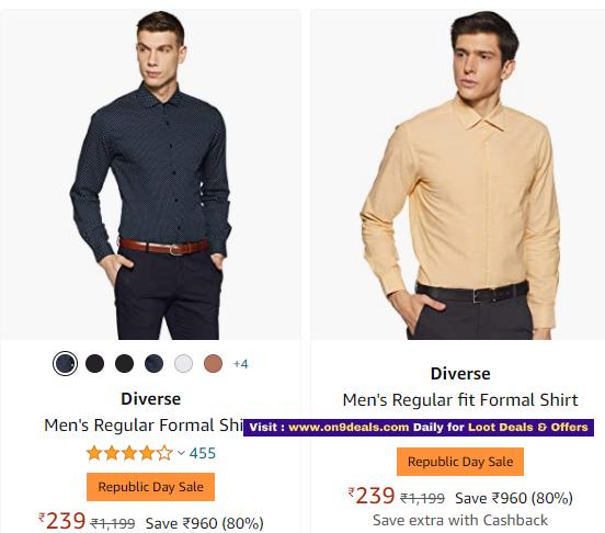 Diverse Men Clothing Minimum 70% Discount From Rs.239