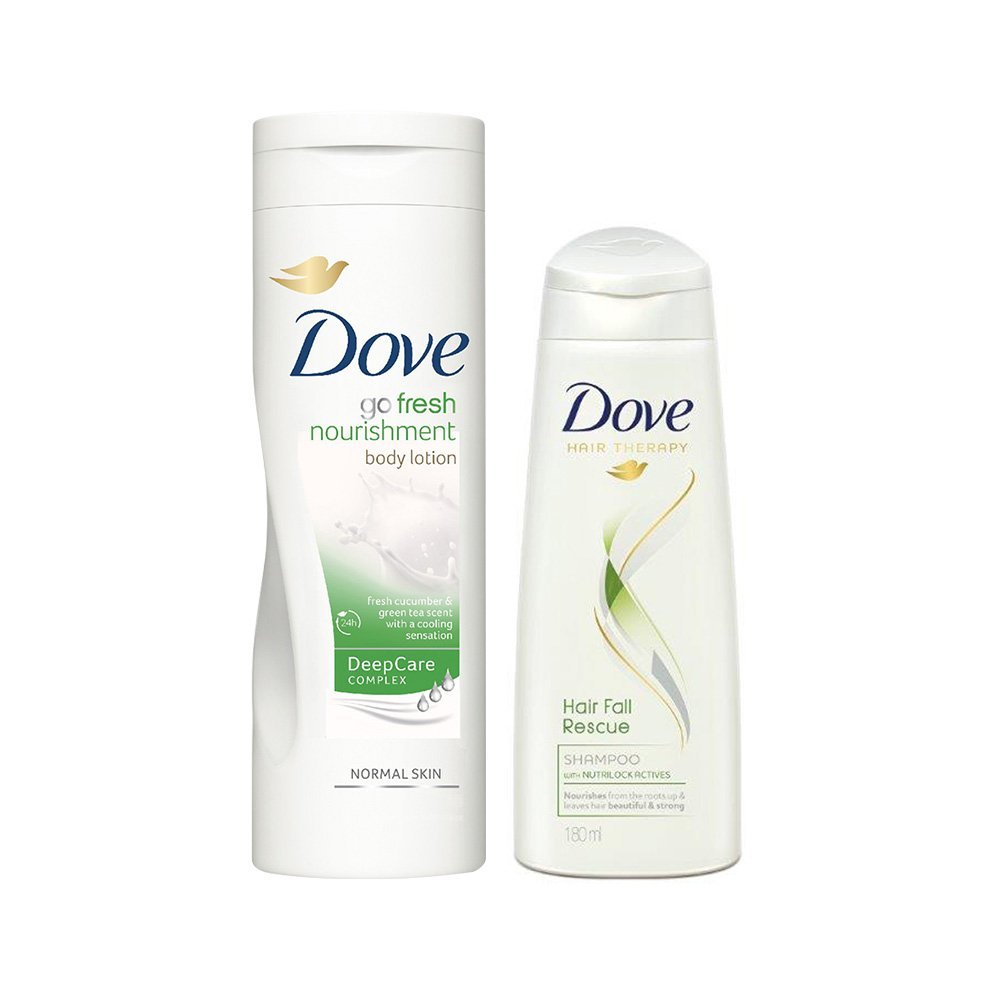 Dove Go Fresh Body Lotion, 400ml with Free Dove Hair Fall Rescue Shampoo, 180ml 