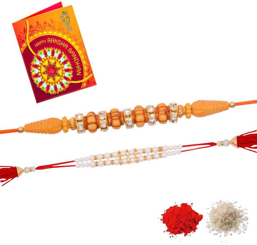 Dunkston Scented Greeting Card Set  (2 Rakhi 1Greeting Card 1Roli 1 Chawal)