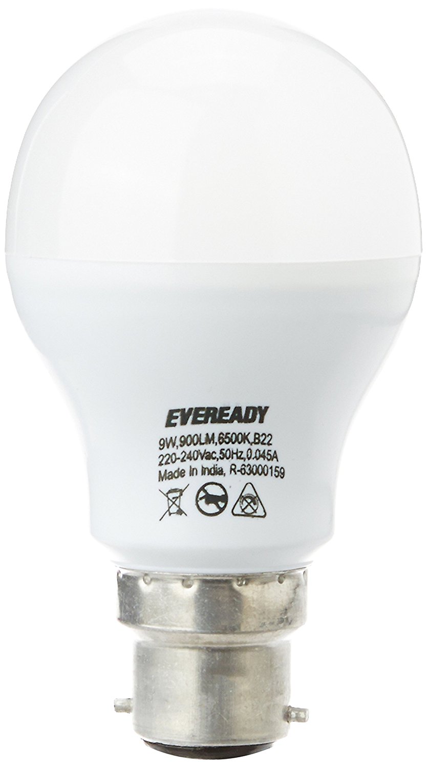 Eveready B22 Base 9-Watt LED Bulb Pack of 4, Cool Day Light