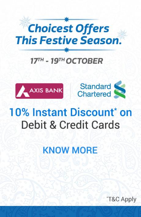 Flipkart - Axis Bank & Standard Chartered Debit and Credit Cards 10% off on Rs. 3000