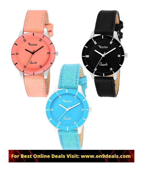 Foxter Three Analogue Multi Color Dial Watches Combo For Women And Girls