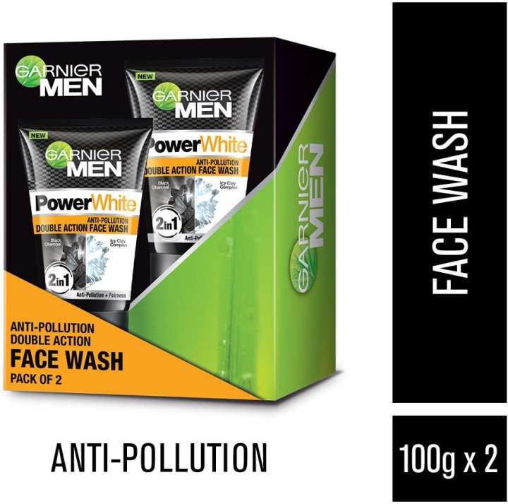 Garnier Power white Anti-Pollution Double Action Facewash, Pack of 2 Face Wash (200 g)