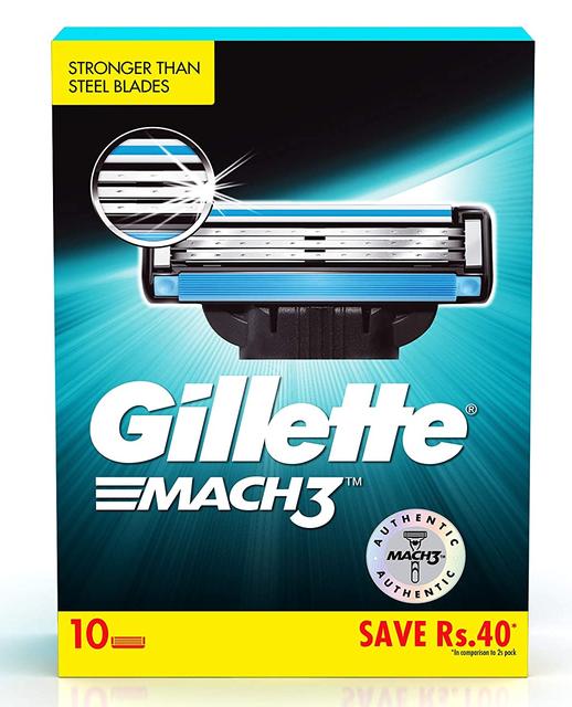 Gillette Mach 3 Shaving Blades- Pack of 10 (Cartridges)