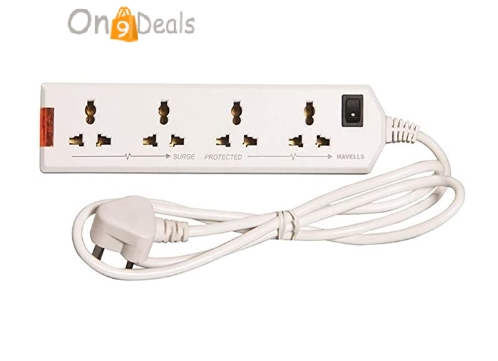 Havells 240V 6A Four-Way 1440W Extension Board - 1.5 Metre (Surge And Spike Guard)