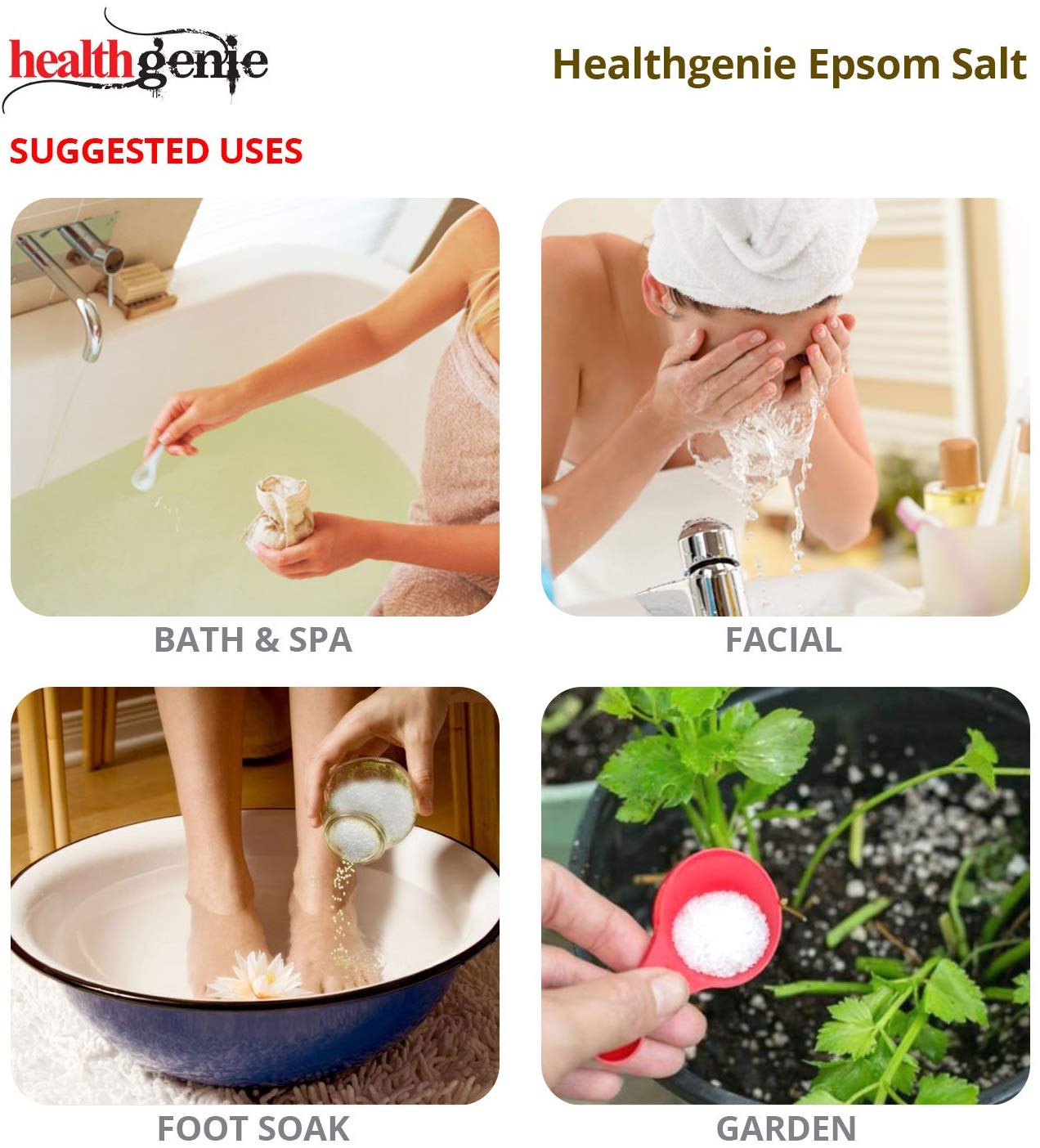 Healthgenie Epsom Salt for Relaxation and Pain Relief - 350 g