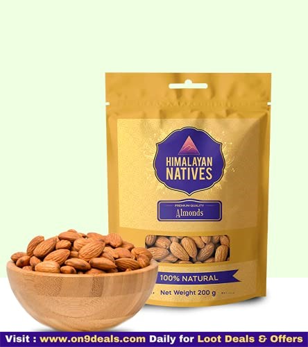 Himalayan Natives 100% Natural Almonds, Raw Almonds Badam Dryfruit 200Gms