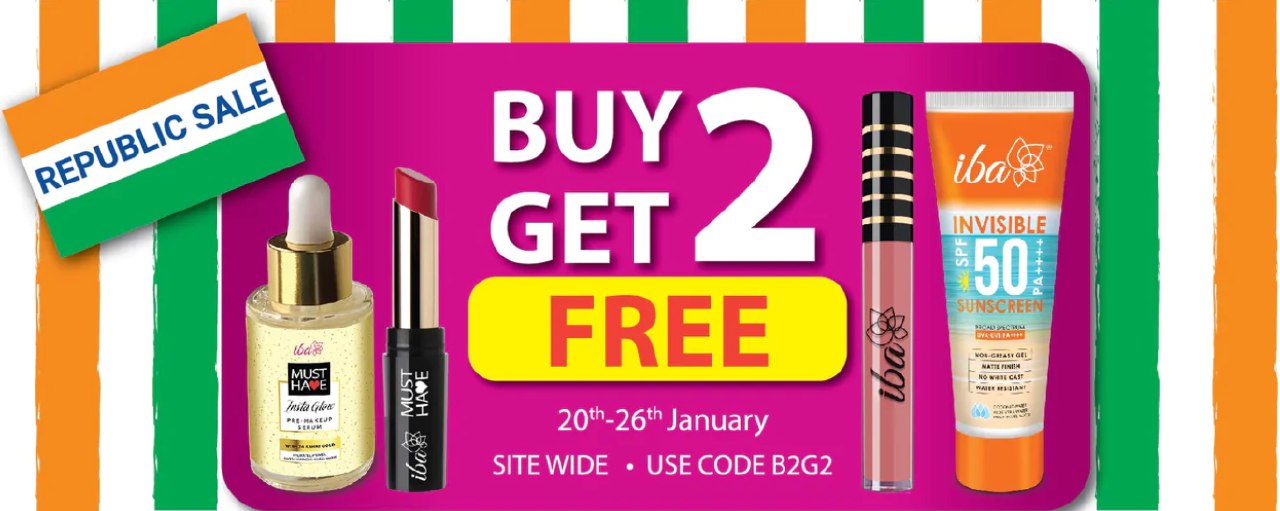 Iba Cosmetics Republic Sale [20th To 26th Jan]: Buy 2 Get 2 Free On Products