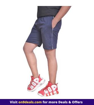 ISHU Cotton Blend Blue Shorts for Men