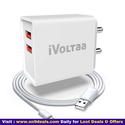 iVoltaa FuelPort 2.4A Dual Port Wall Charger Adapter with Micro USB Cable