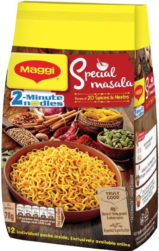 Maggi 2-Minute Special Masala Instant Noodles, 70g (Pack of 12)
